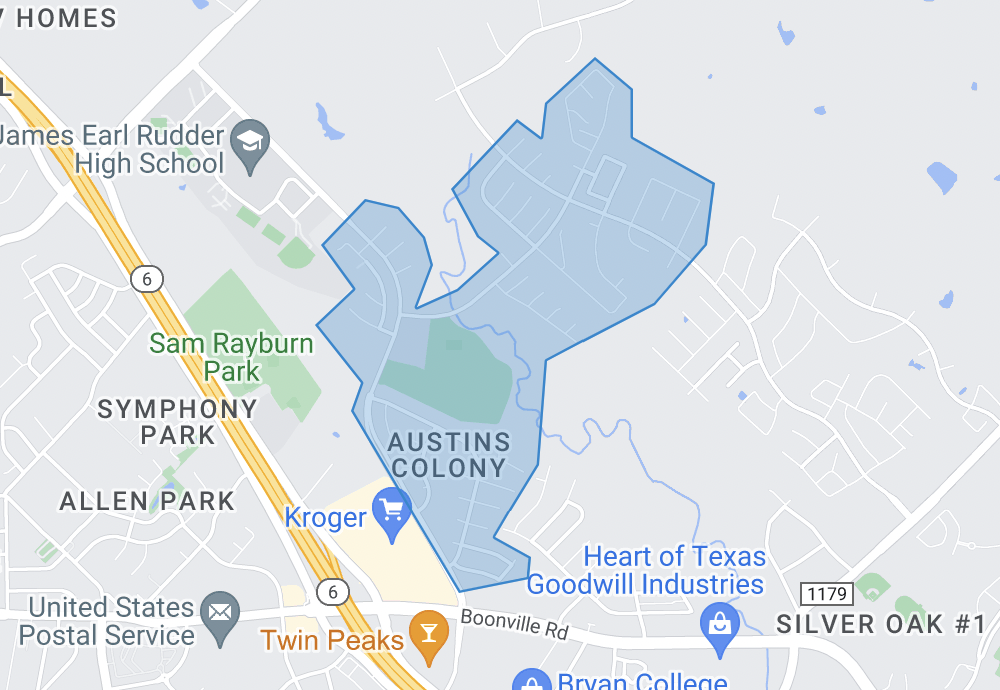 Austin's Colony Google Map